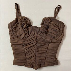 Meshki Corset Mesh Cupped Crop Top